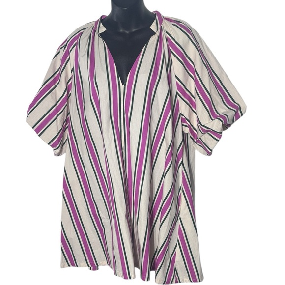 Bel Kazan Anthropologie women’s xs/s puff sleeve striped mini kaftan dress - Picture 2 of 8